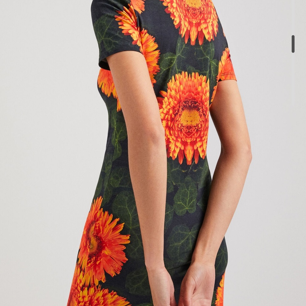 Desigual Floral Print Dress with Vibrant Sunflowers sz XL - Picture 8 of 10